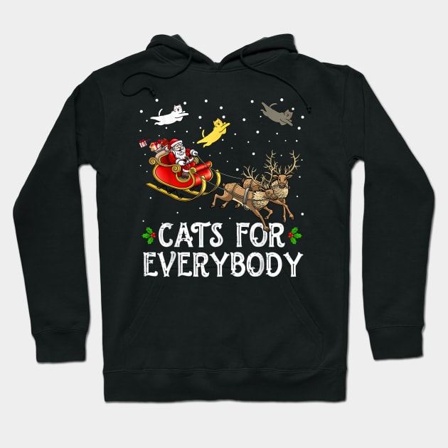 Cats For Everybody Christmas Cat Funny Xmas Hoodie by Luna The Luminary